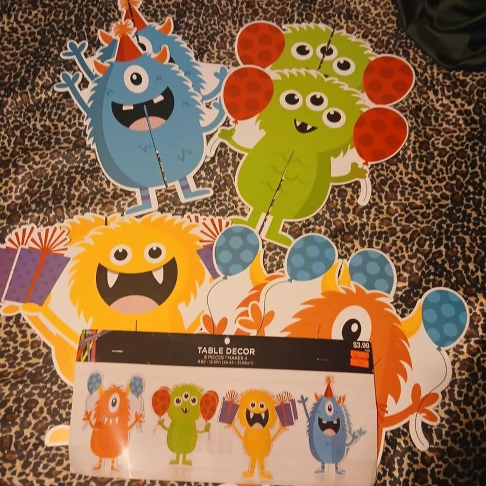 Monsters Party 3D Table Decor Cutouts (4-Pack Set)